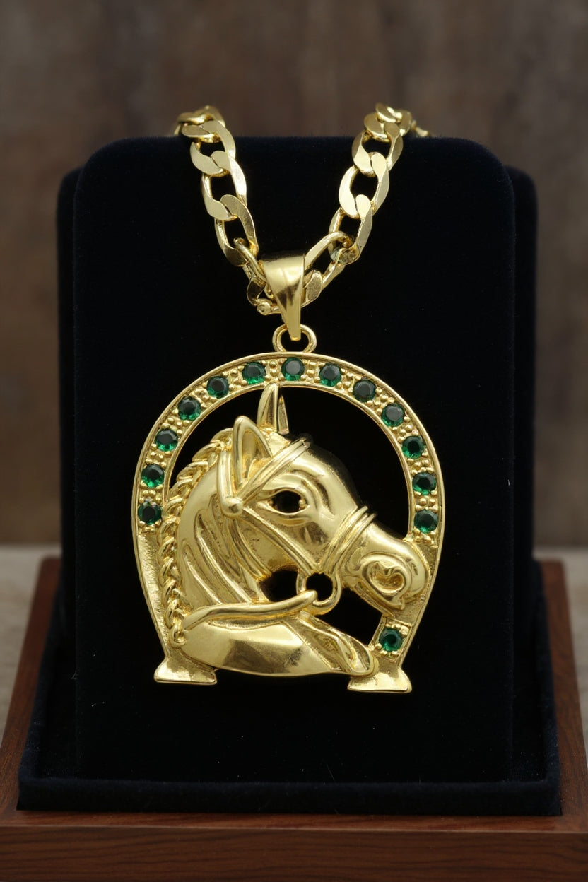 CADENA CUBANA (60 CM 4MM) + DIJE HERRADURA DE CABALLO
