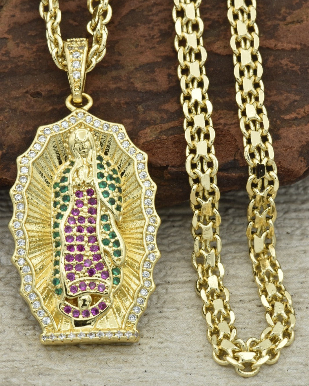 CADENA CHINESCA 4 MM / 60 CM + VIRGEN GUADALUPE (