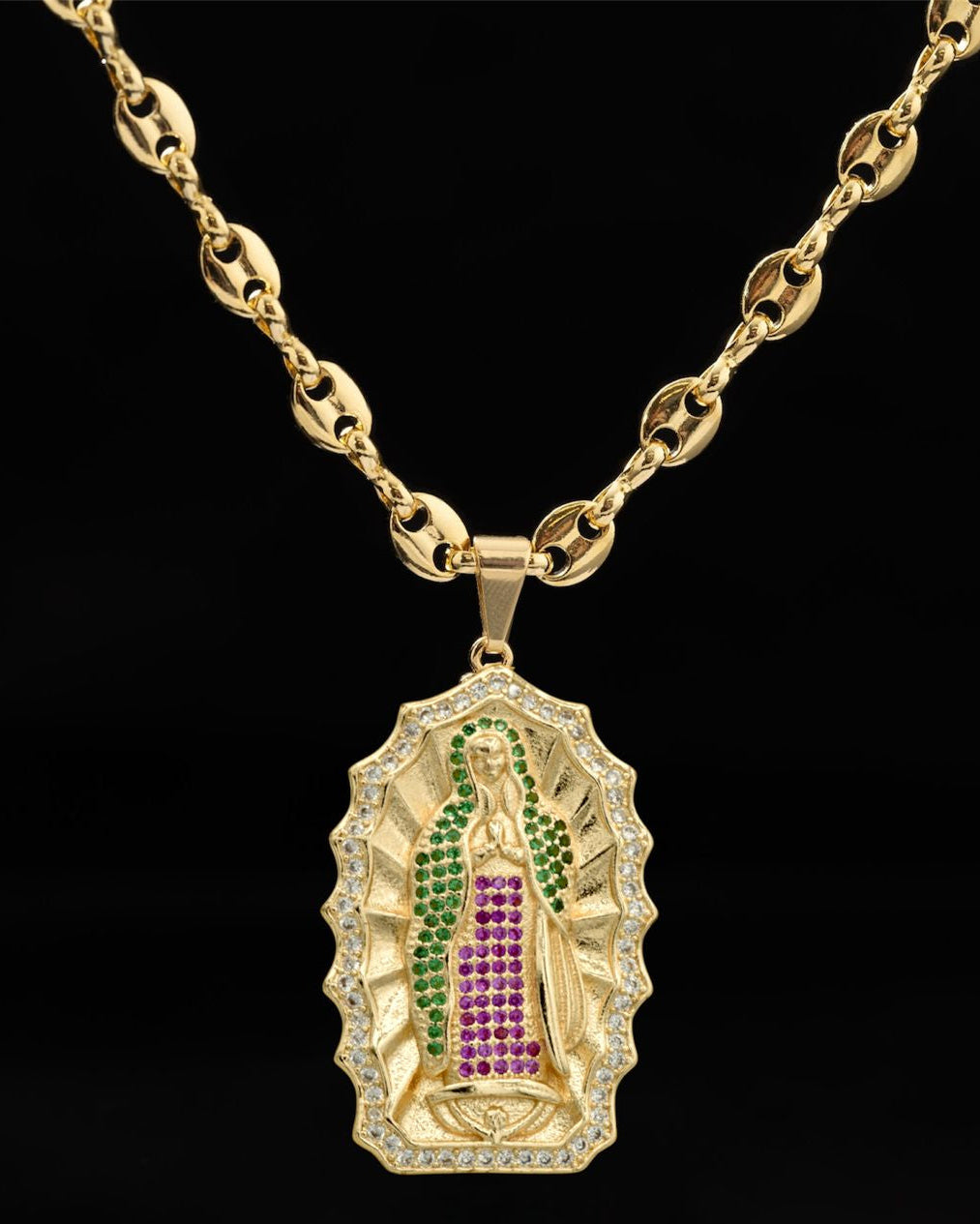 CADENA ESLABON 60 CM 4MM + VIRGEN GUADALUPE