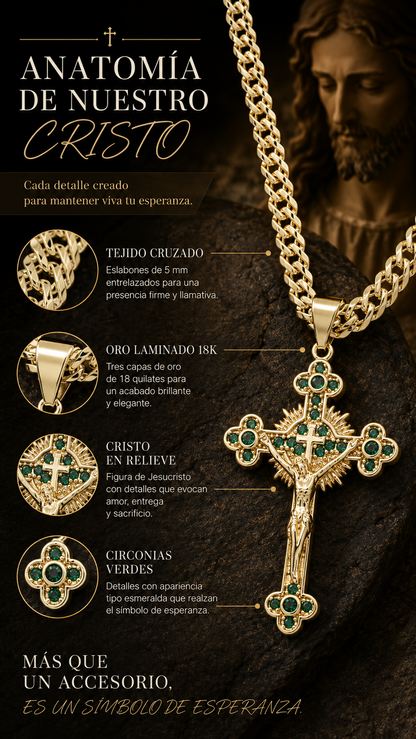 CADENA CRUZADA  (60CM 4MM) +  CRISTO DE LUZ  + PULSERA GRATIS
