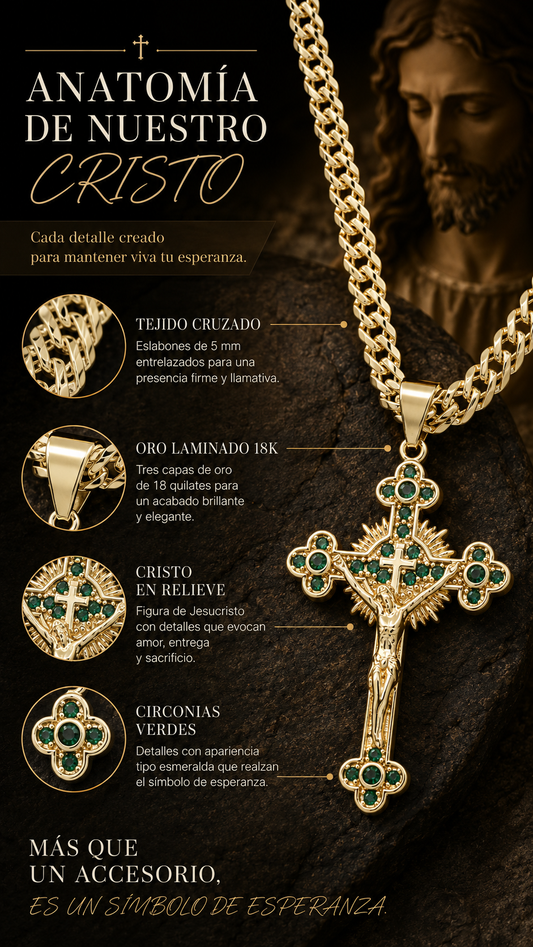CADENA CRUZADA  (60CM 4MM) +  CRISTO DE LUZ  + PULSERA GRATIS