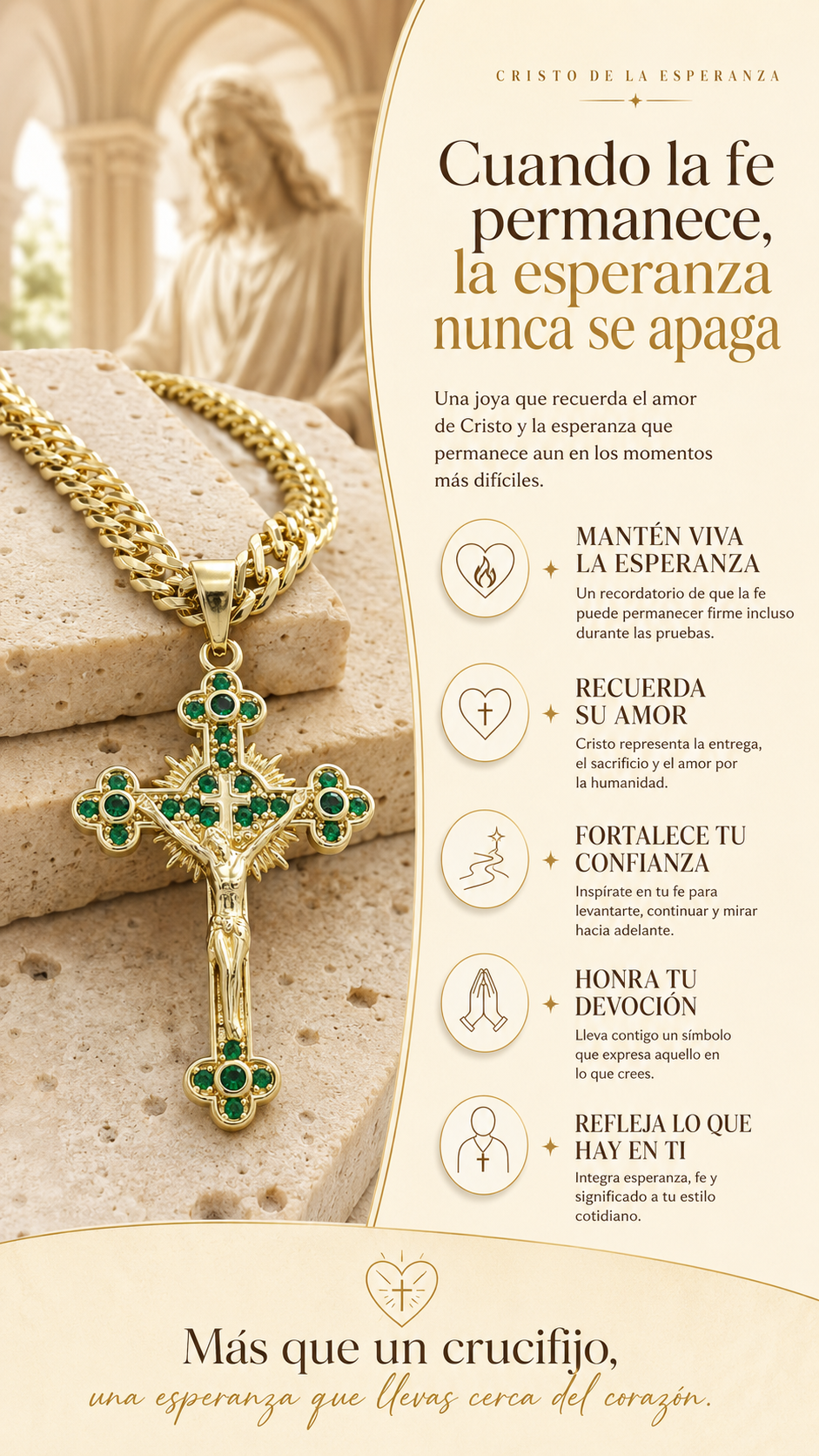 CADENA CRUZADA  (60CM 4MM) +  CRISTO DE LUZ  + PULSERA GRATIS