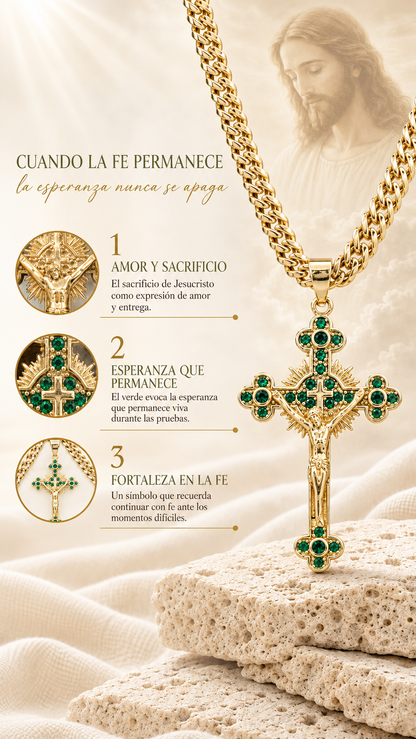 CADENA CRUZADA  (60CM 4MM) +  CRISTO DE LUZ  + PULSERA GRATIS