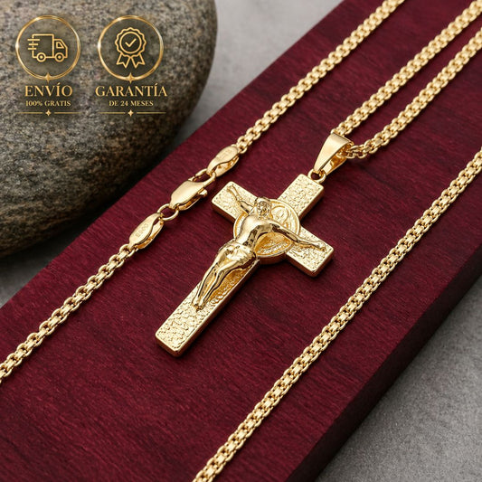 Cadena China 60CM + Cruz San Benito + Pulsera GRATIS 2