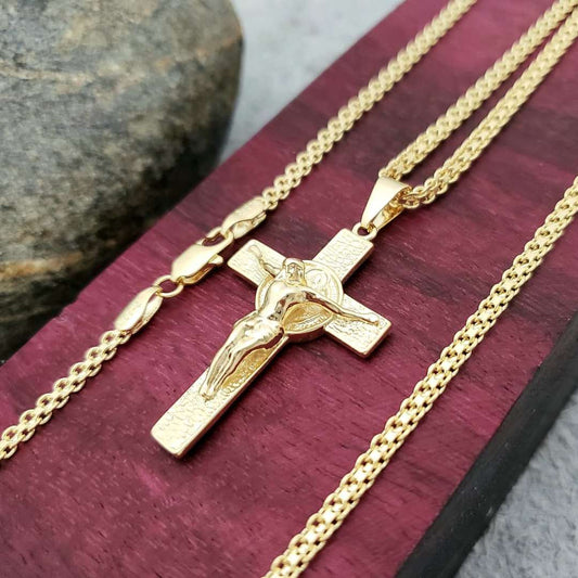 Cadena China 60CM + Cruz San Benito + Pulsera GRATIS