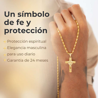 Cadena China 60CM + Cruz San Benito + Pulsera GRATIS
