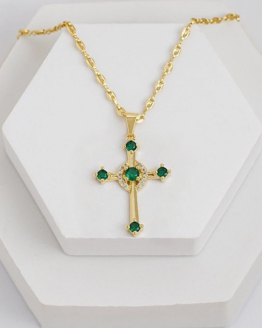 CADENA ESLABON (60CM 4MM) + CRUZ CIRCON  + PULSERA GRATIS
