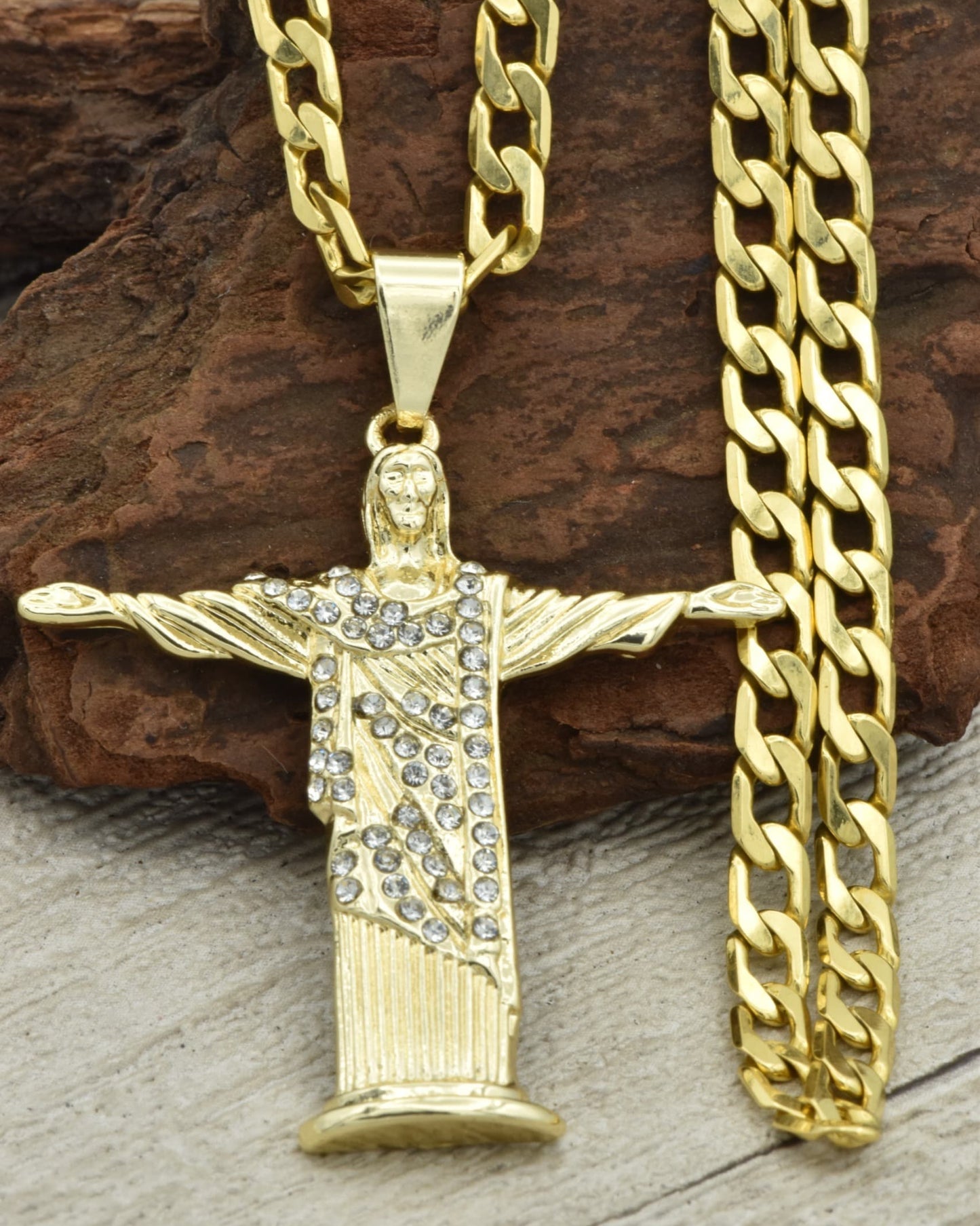 CADENA CUBANA 60 CM 4MM + CRISTO R