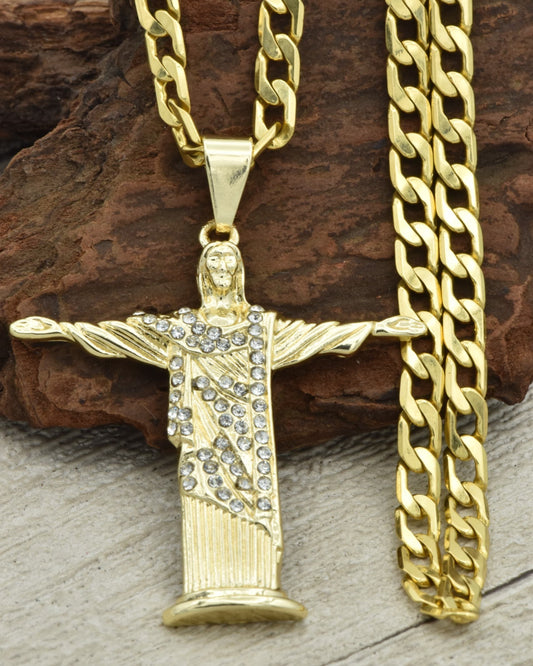 CADENA CUBANA 60 CM 4MM + CRISTO R