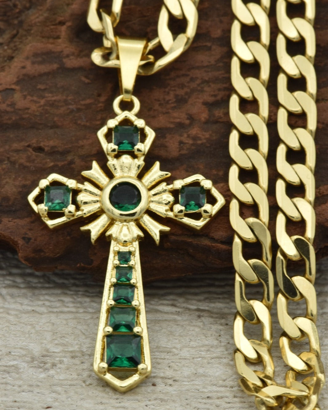 CADENA CUBANA (60CM 4MM) + CRUZ ESPECIAL  + PULSERA GRATIS