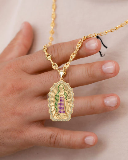 CADENA ESLABON 60 CM 4MM + VIRGEN GUADALUPE