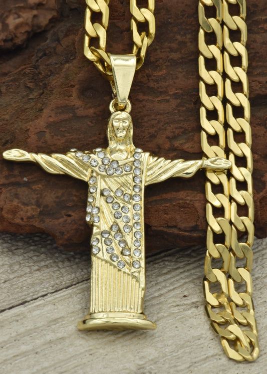 CADENA CUBANA 60 CM - 4MM + DIJE DEL SANTO