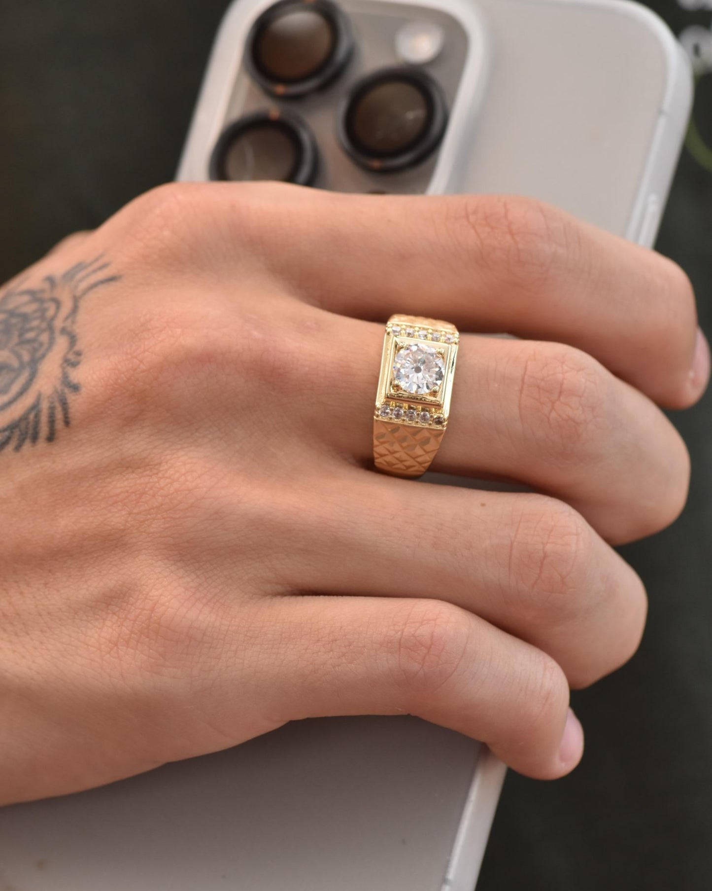 Anillo Circón De Hombre (Talla 9 /10/ 11