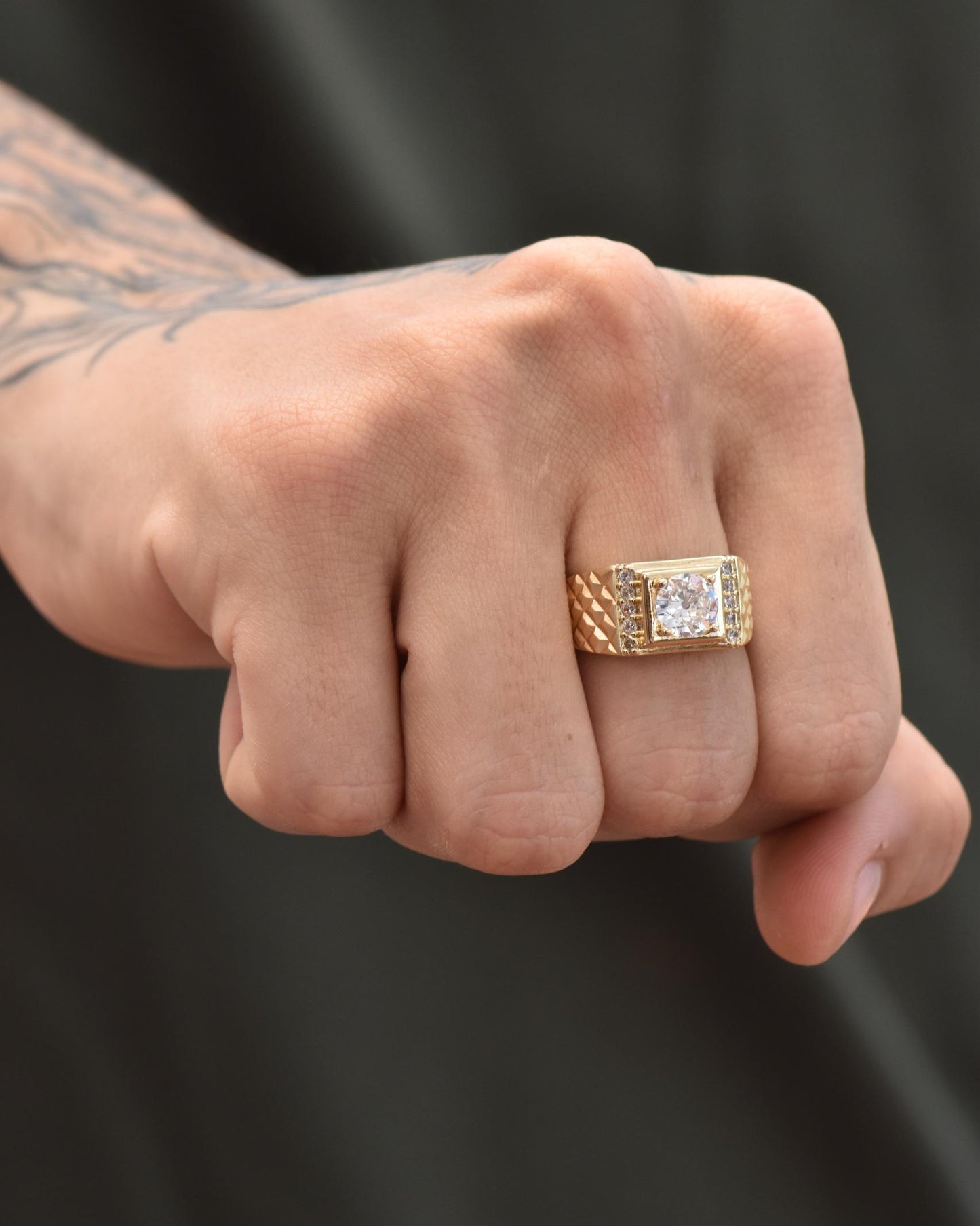 Anillo Circón De Hombre (Talla 9 /10/ 11