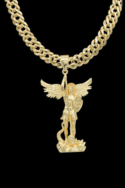 CADENA CRUZADA  (60CM 4MM) + ARCANGEL SAN MIGUEL + PULSERA GRATIS
