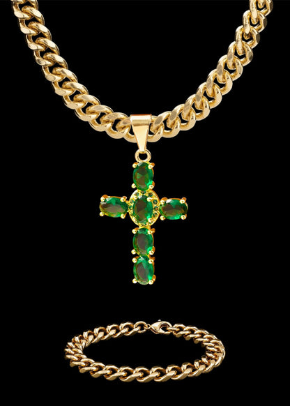 Cadena China 60CM + Cruz San Benito + Pulsera GRATIS en Oro Laminado 18k con Garantia 24 de meses