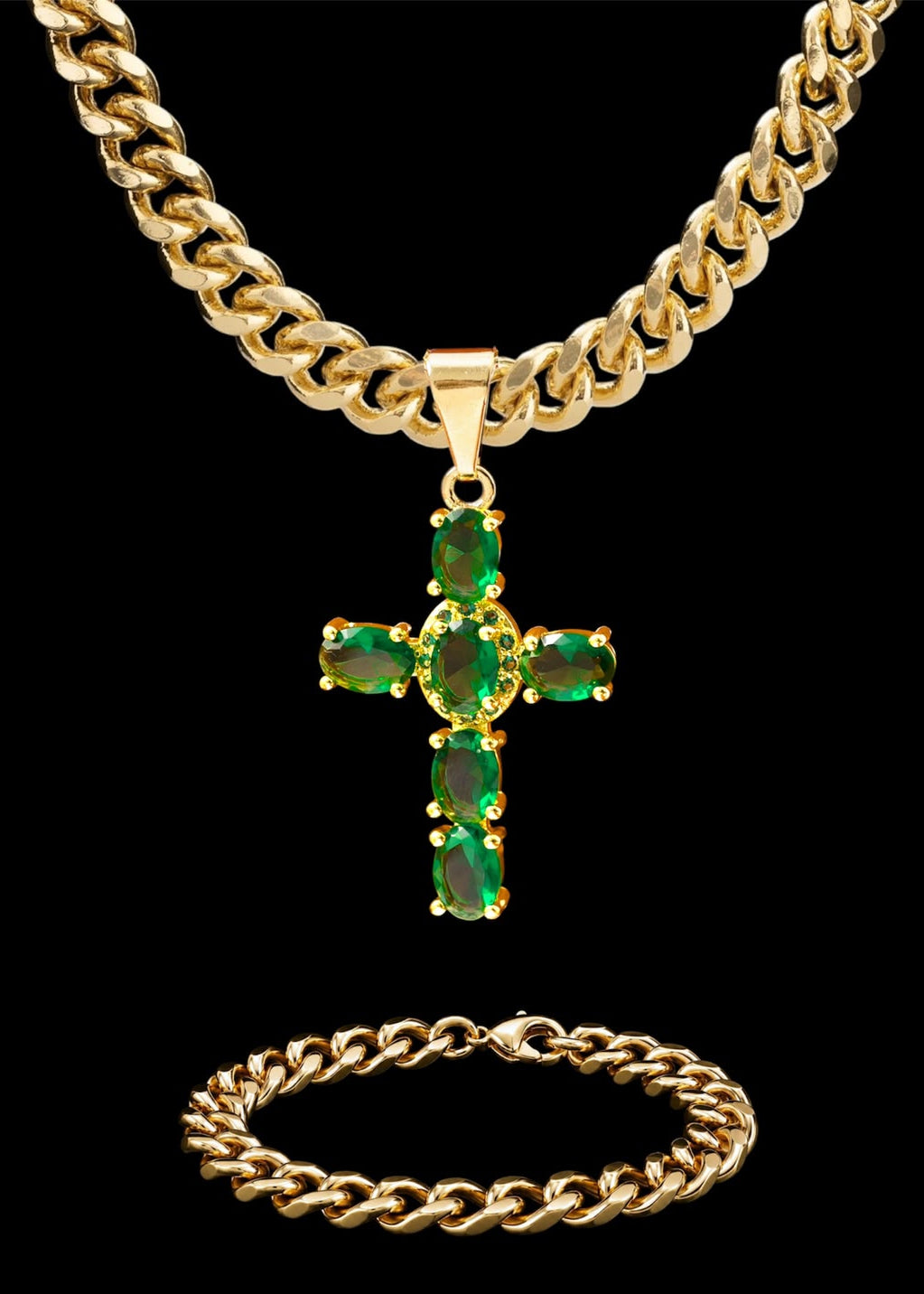 Cadena China 60CM + Cruz San Benito + Pulsera GRATIS en Oro Laminado 18k con Garantia 24 de meses