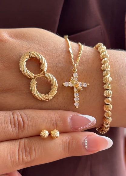 CADENA CON DESTELLOS + CRUZ CORONA + PULSERA DE BALIMES + CANDOGAS + Topos Balin GRATIS
